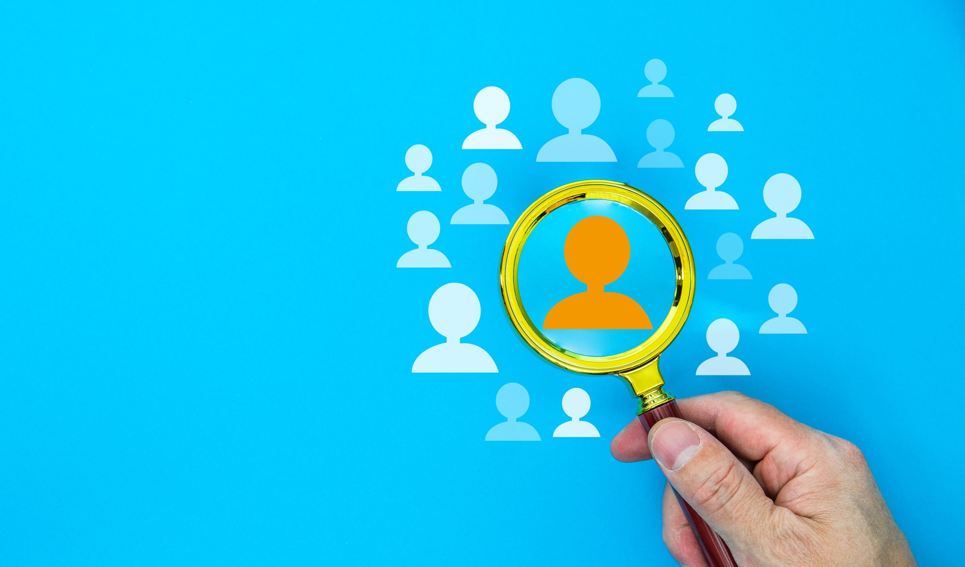 Searching for the right person concept, Stand out from the crowd and different concept